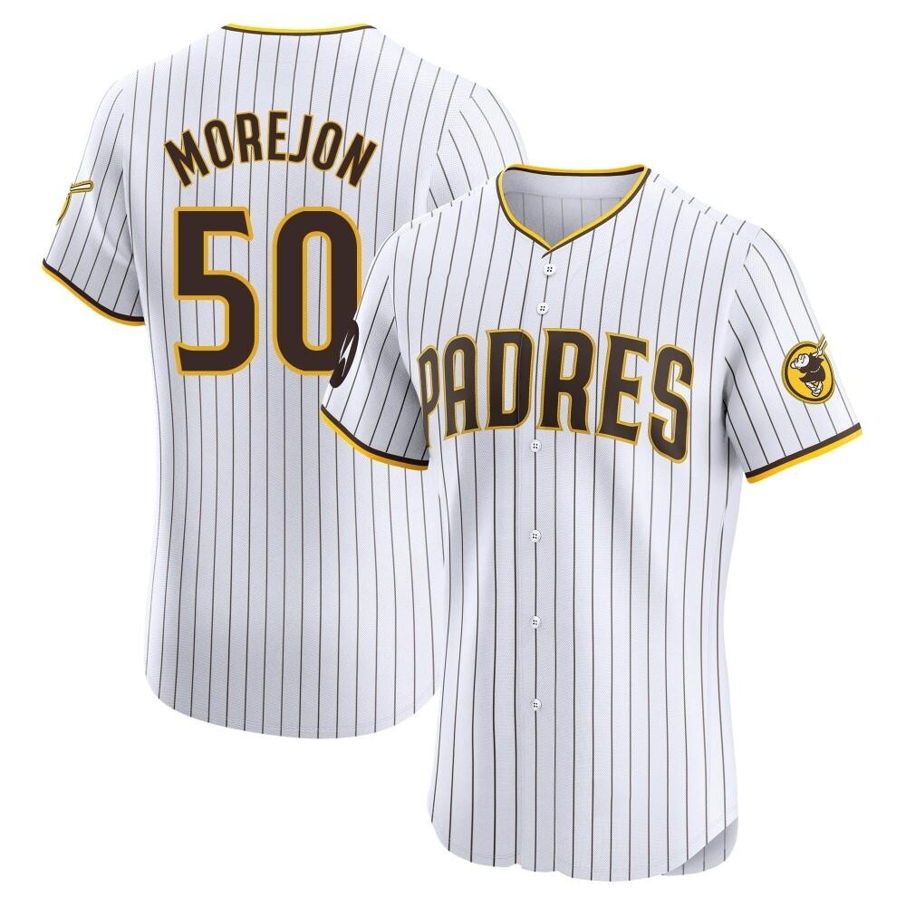 Elite Adrian Morejon Men's San Diego Padres White Home Patch Jersey Elite Adrian Morejon Men's San Diego Padres White Home Patch Jersey