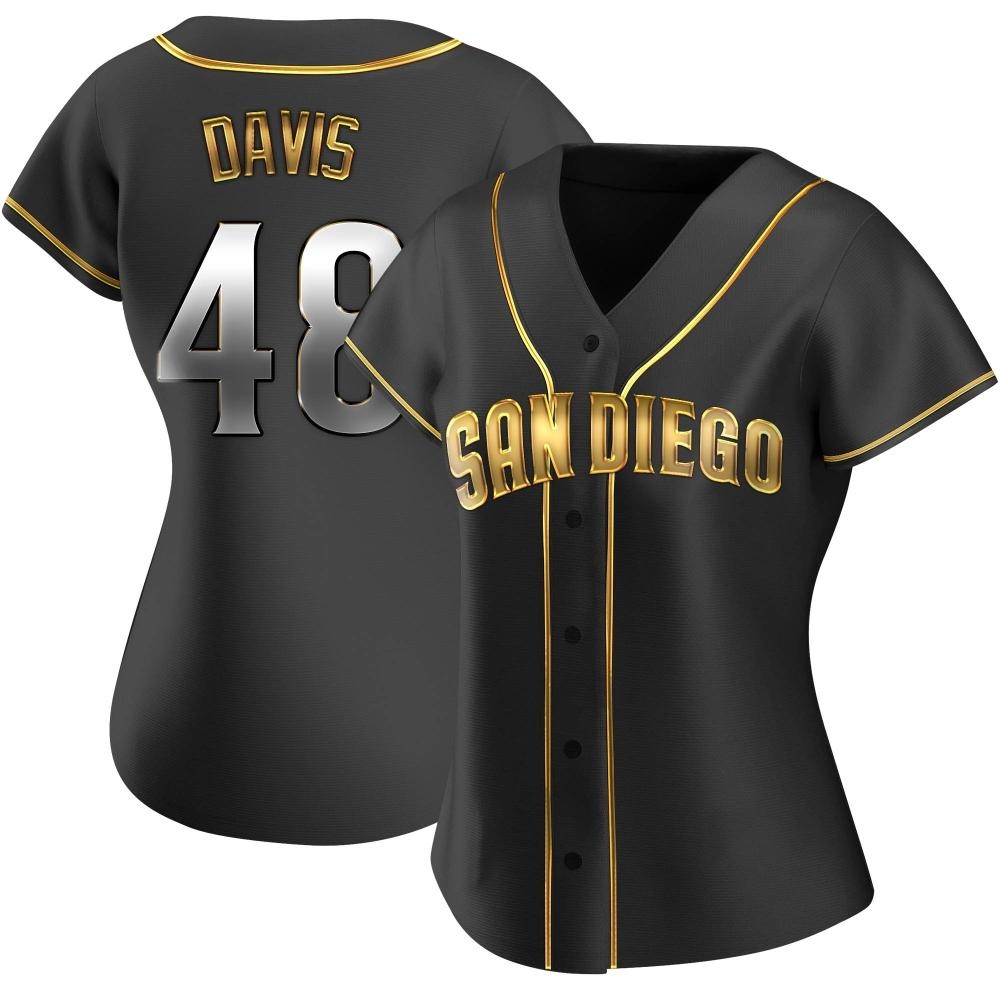 Replica Austin Davis Women's San Diego Padres Black Golden Alternate Jersey Replica Austin Davis Women's San Diego Padres Black Golden Alternate Jersey