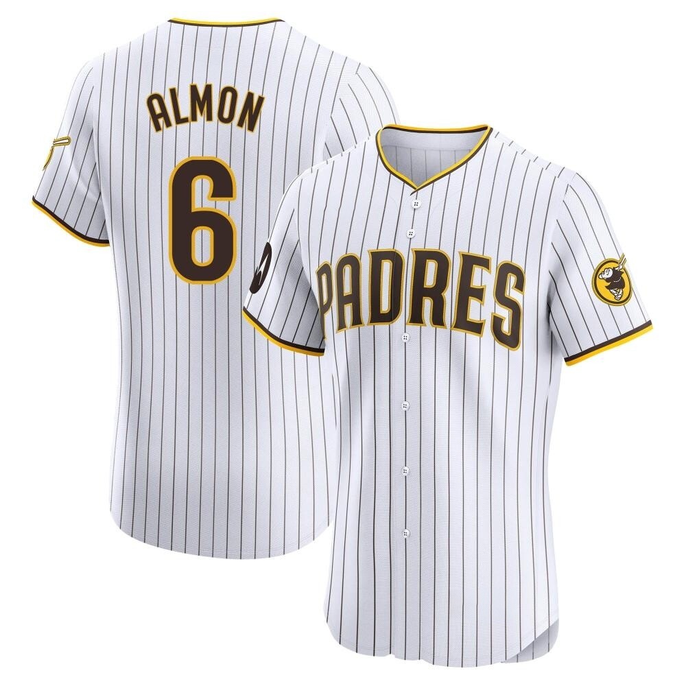 Elite Bill Almon Men's San Diego Padres White Home Patch Jersey Elite Bill Almon Men's San Diego Padres White Home Patch Jersey