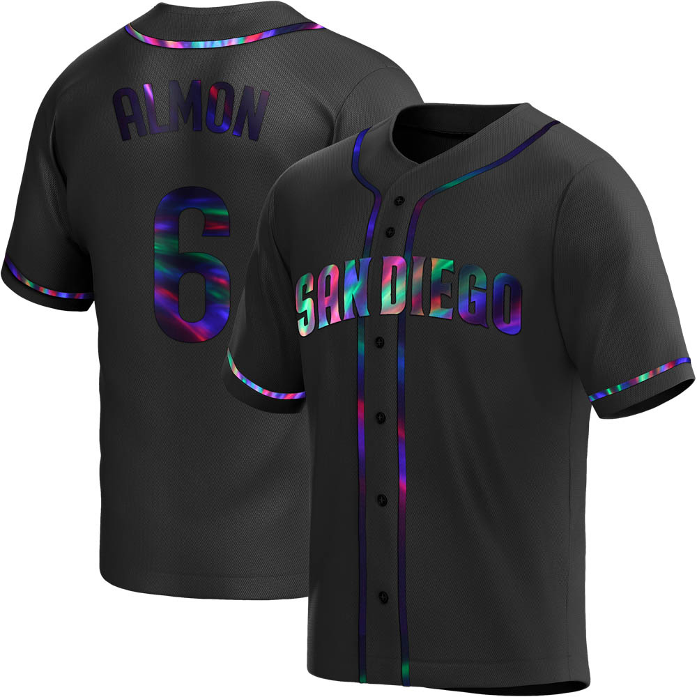Replica Bill Almon Men's San Diego Padres Black Holographic Alternate Jersey Replica Bill Almon Men's San Diego Padres Black Holographic Alternate Jersey