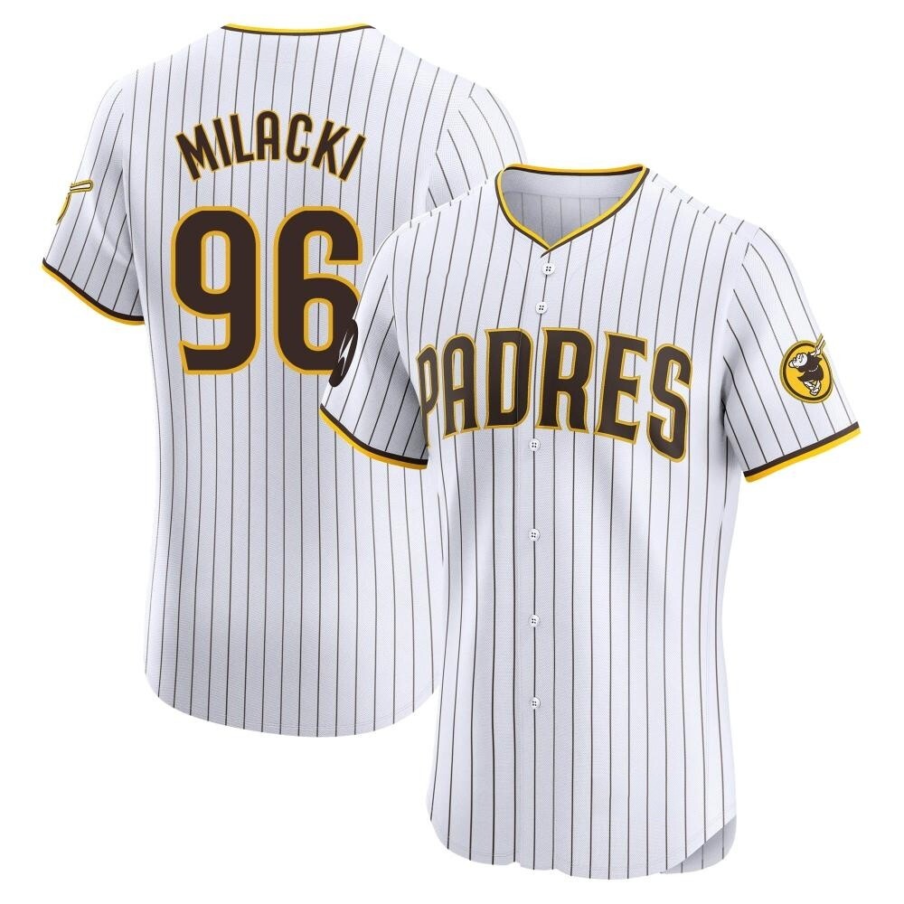 Elite Bobby Milacki Men's San Diego Padres White Home Patch Jersey Elite Bobby Milacki Men's San Diego Padres White Home Patch Jersey