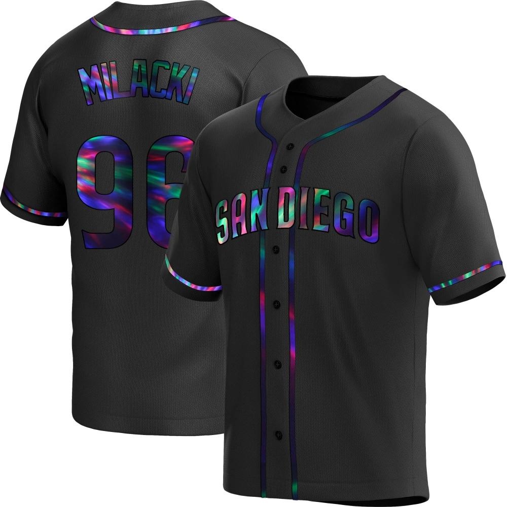 Replica Bobby Milacki Youth San Diego Padres Black Holographic Alternate Jersey Replica Bobby Milacki Youth San Diego Padres Black Holographic Alternate Jersey