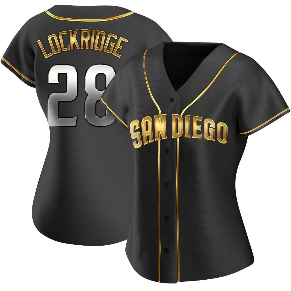 Replica Brandon Lockridge Women's San Diego Padres Black Golden Alternate Jersey Replica Brandon Lockridge Women's San Diego Padres Black Golden Alternate Jersey