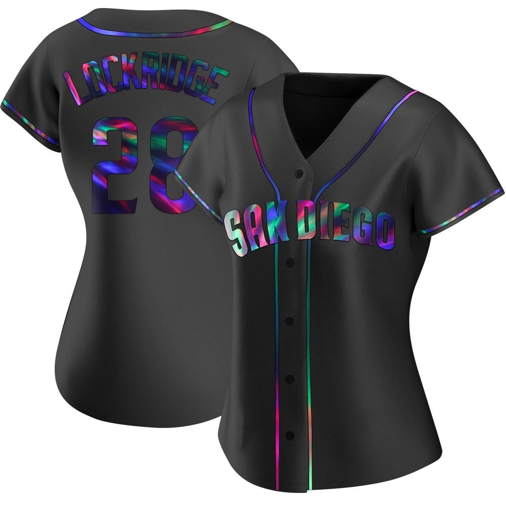 Replica Brandon Lockridge Women's San Diego Padres Black Holographic Alternate Jersey Replica Brandon Lockridge Women's San Diego Padres Black Holographic Alternate Jersey