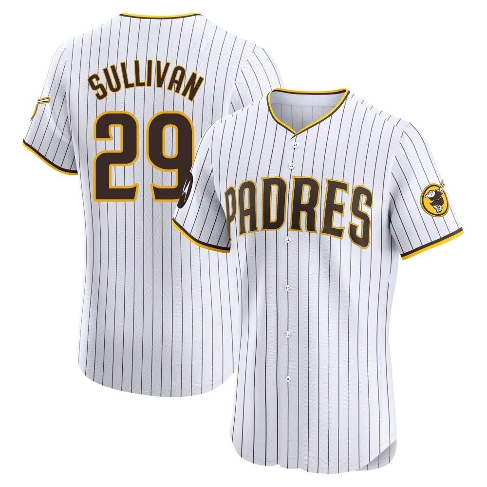 Elite Brett Sullivan Men's San Diego Padres White Home Patch Jersey Elite Brett Sullivan Men's San Diego Padres White Home Patch Jersey
