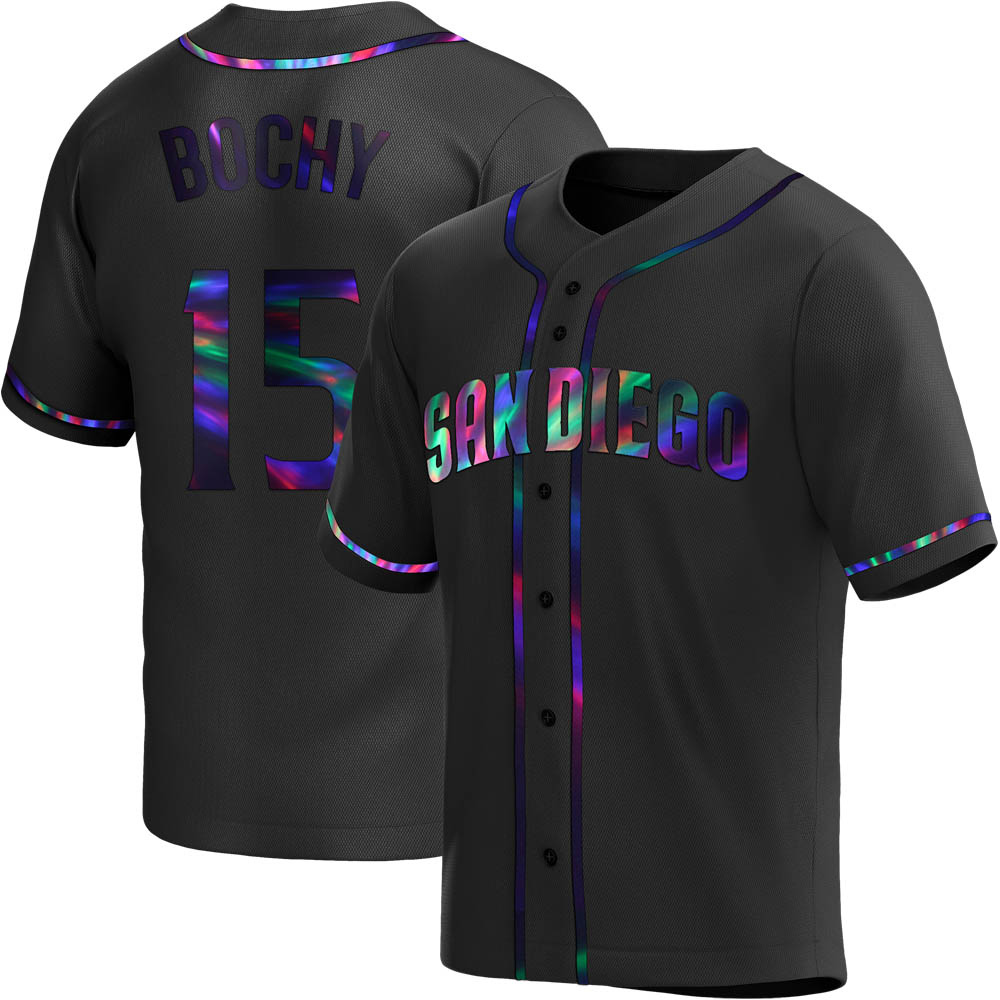 Replica Bruce Bochy Men's San Diego Padres Black Holographic Alternate Jersey Replica Bruce Bochy Men's San Diego Padres Black Holographic Alternate Jersey