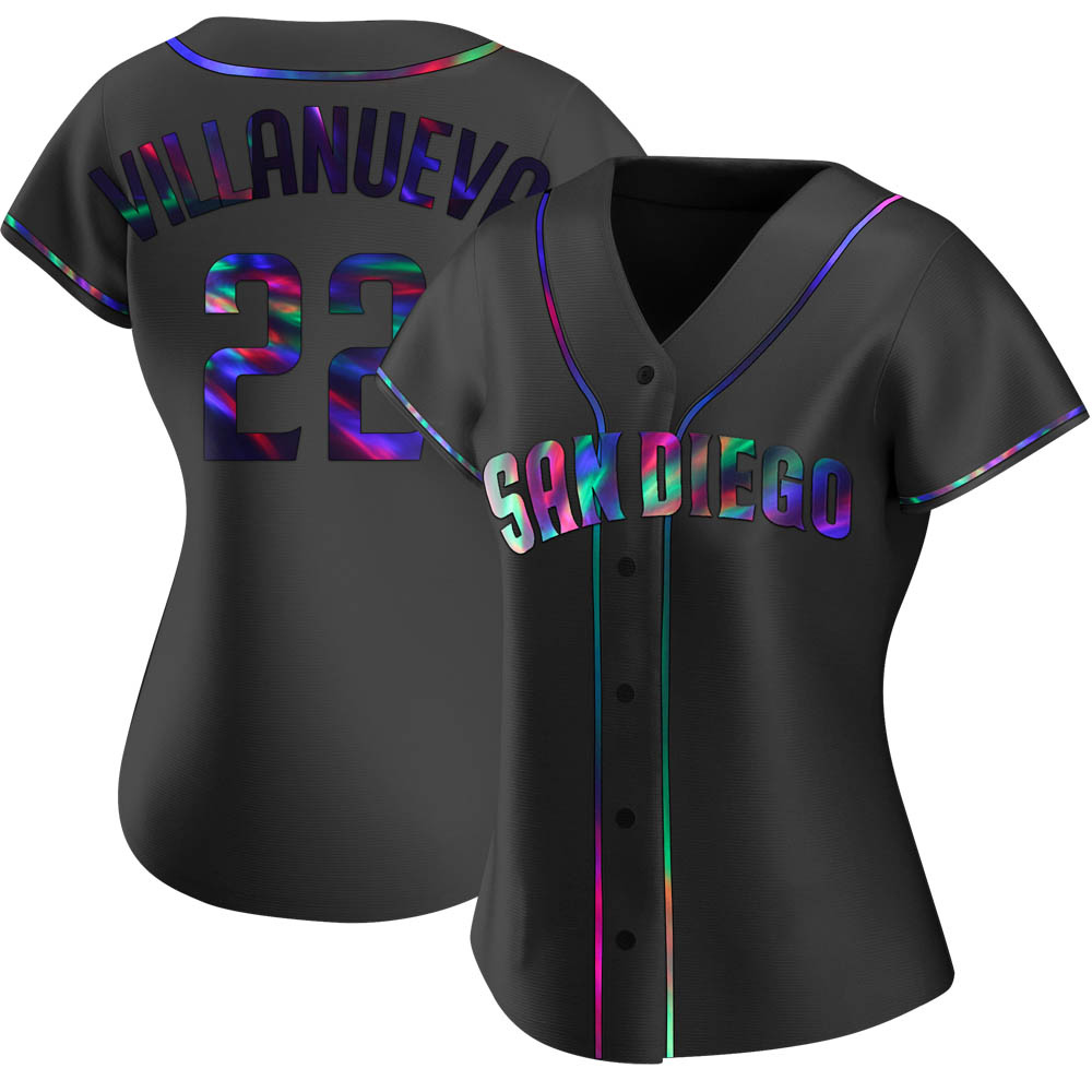 Replica Christian Villanueva Women's San Diego Padres Black Holographic Alternate Jersey Replica Christian Villanueva Women's San Diego Padres Black Holographic Alternate Jersey