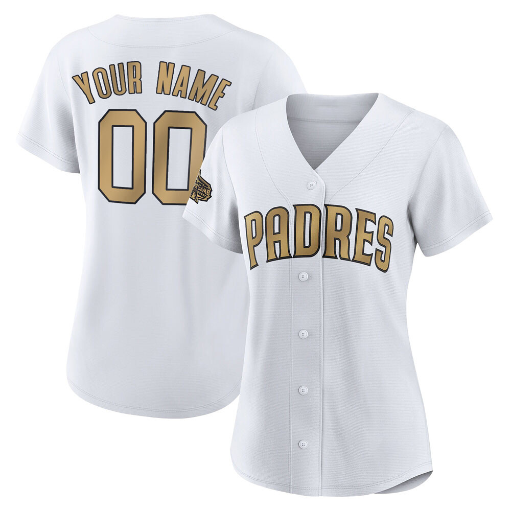 Game Custom Women's San Diego Padres White Replica 2022 All-Star Jersey Game Custom Women's San Diego Padres White Replica 2022 All-Star Jersey