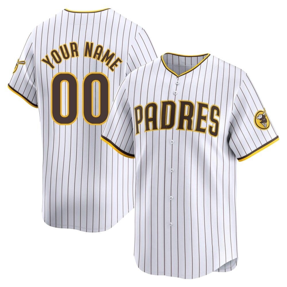 Limited Custom Men's San Diego Padres White Home Jersey Limited Custom Men's San Diego Padres White Home Jersey