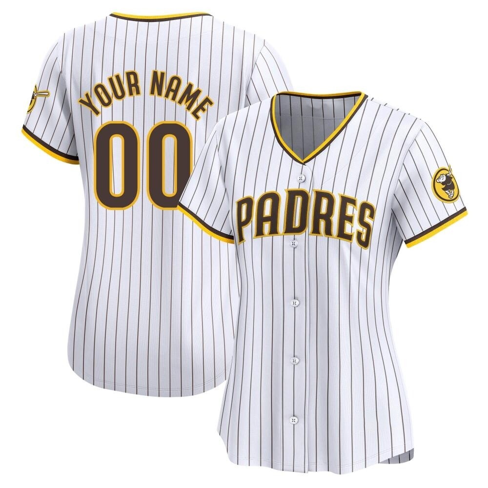 Limited Custom Women's San Diego Padres White Home Jersey Limited Custom Women's San Diego Padres White Home Jersey