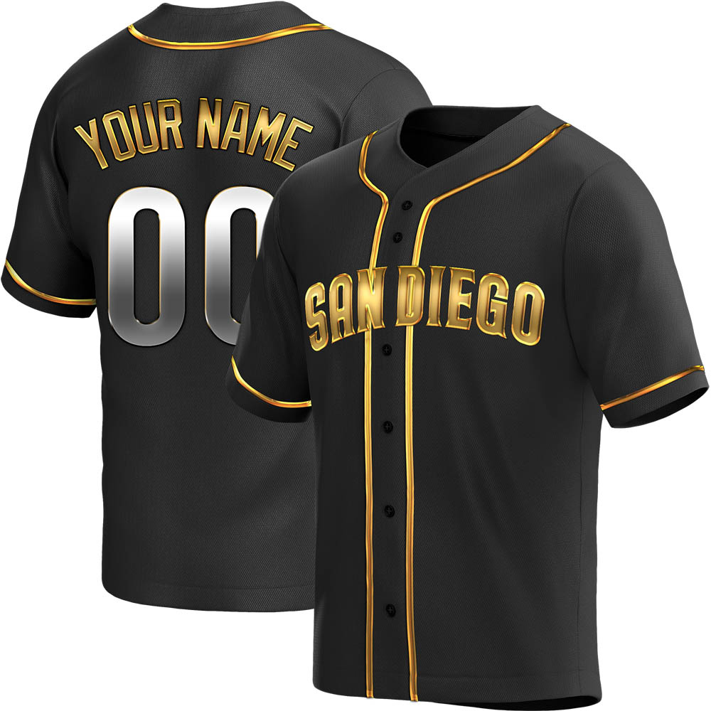 Replica Custom Youth San Diego Padres Black Golden Alternate Jersey Replica Custom Youth San Diego Padres Black Golden Alternate Jersey