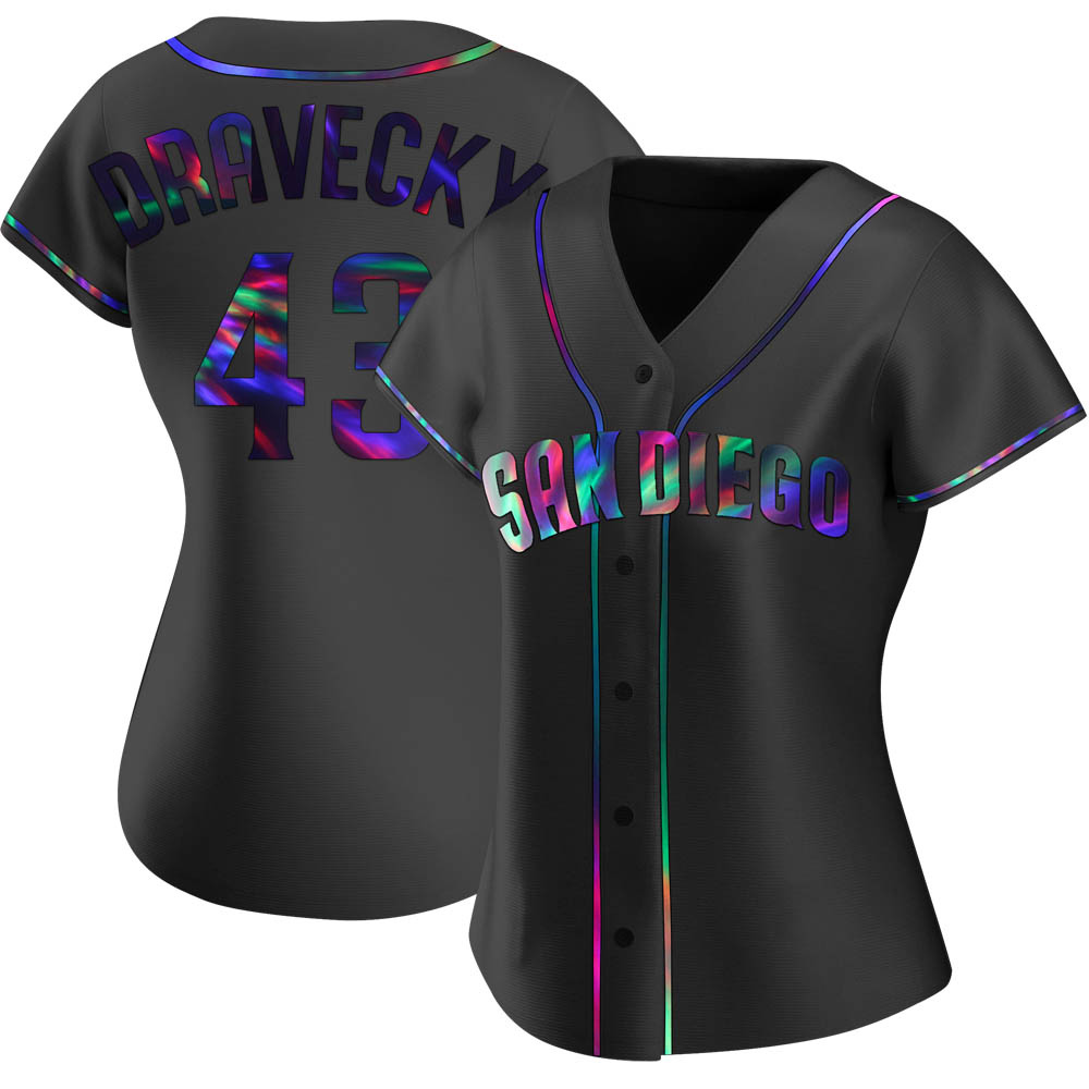 Replica Dave Dravecky Women's San Diego Padres Black Holographic Alternate Jersey Replica Dave Dravecky Women's San Diego Padres Black Holographic Alternate Jersey