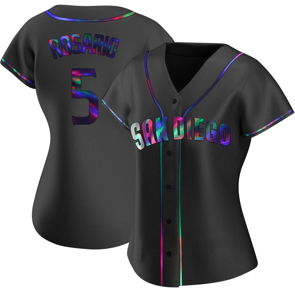 Replica Eguy Rosario Women's San Diego Padres Black Holographic Alternate Jersey Replica Eguy Rosario Women's San Diego Padres Black Holographic Alternate Jersey