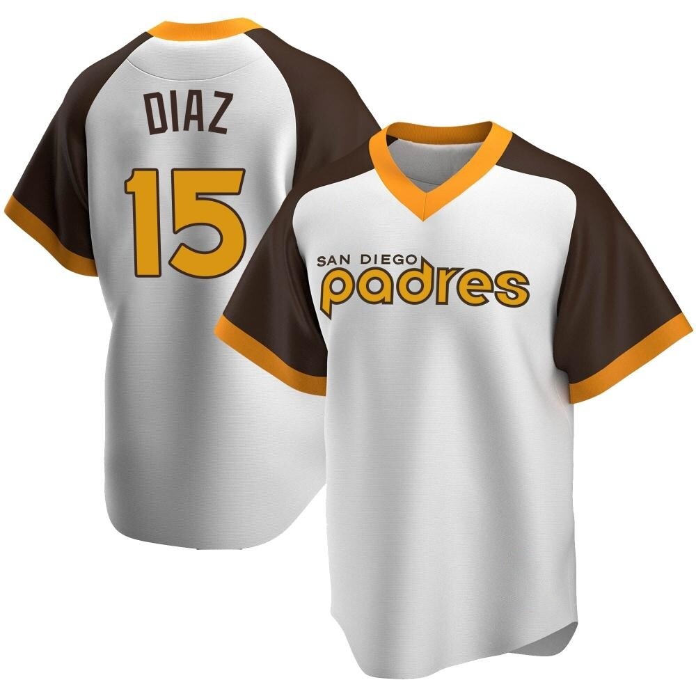 Replica Elias Diaz Men's San Diego Padres White Home Cooperstown Collection Jersey Replica Elias Diaz Men's San Diego Padres White Home Cooperstown Collection Jersey