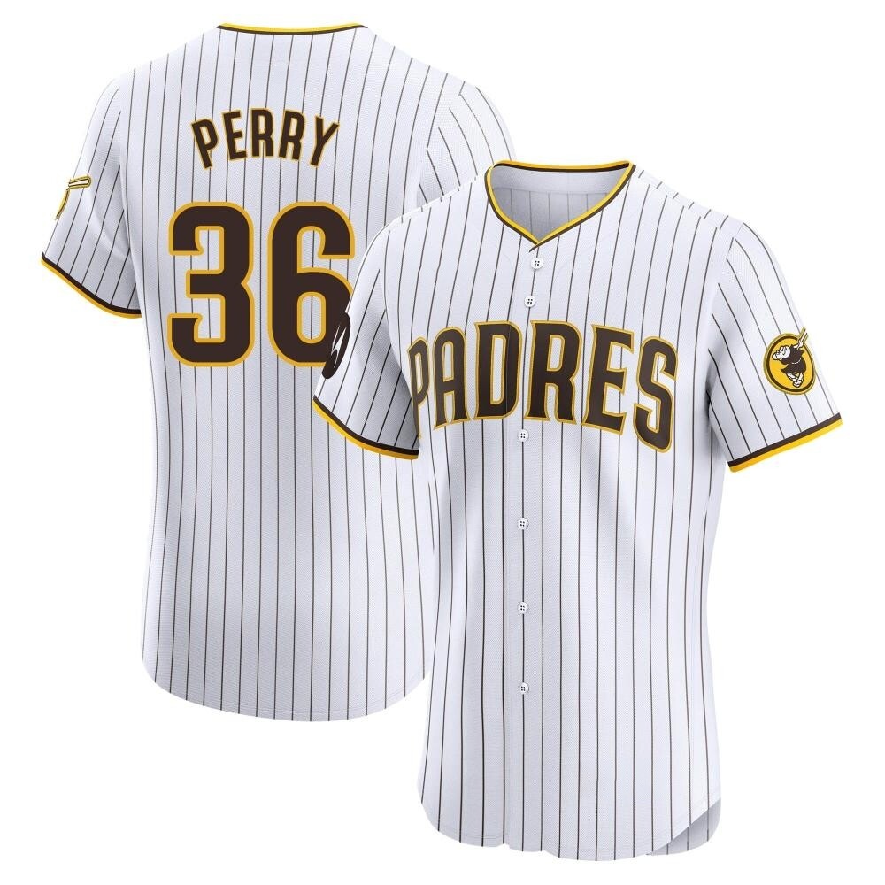 Elite Gaylord Perry Men's San Diego Padres White Home Patch Jersey Elite Gaylord Perry Men's San Diego Padres White Home Patch Jersey