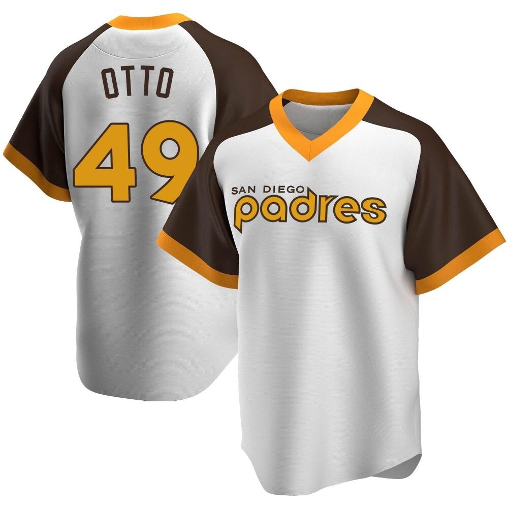 Replica Glenn Otto Men's San Diego Padres White Home Cooperstown Collection Jersey Replica Glenn Otto Men's San Diego Padres White Home Cooperstown Collection Jersey