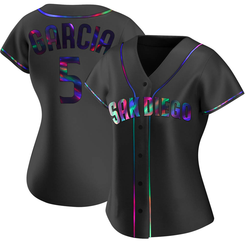 Replica Greg Garcia Women's San Diego Padres Black Holographic Alternate Jersey Replica Greg Garcia Women's San Diego Padres Black Holographic Alternate Jersey