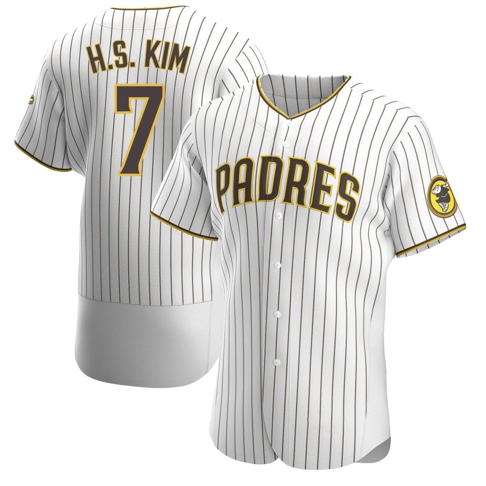 Authentic Ha-Seong Kim Men's San Diego Padres White /Brown Home Jersey Authentic Ha-Seong Kim Men's San Diego Padres White /Brown Home Jersey