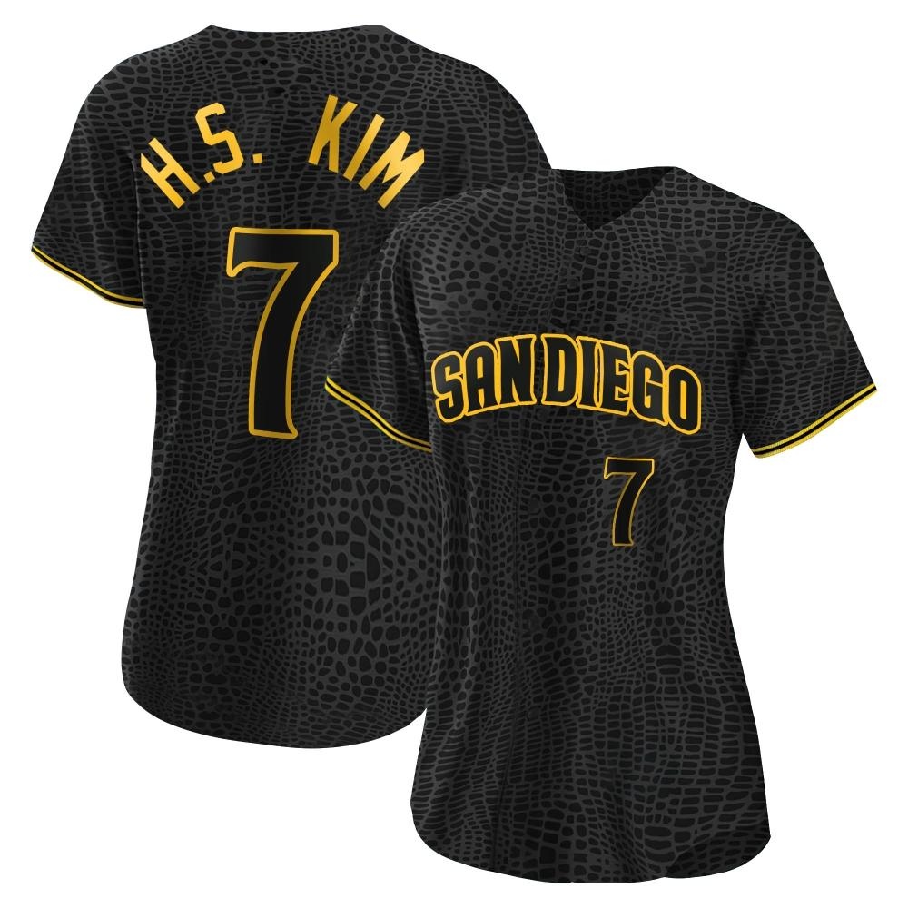 Authentic Ha-Seong Kim Women's San Diego Padres Black Snake Skin City Jersey