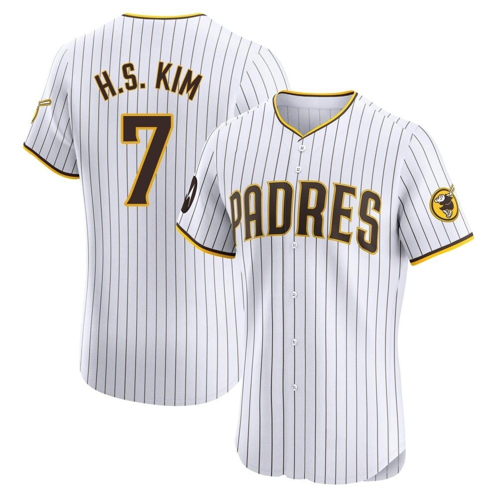 Elite Ha-Seong Kim Men's San Diego Padres White Home Patch Jersey Elite Ha-Seong Kim Men's San Diego Padres White Home Patch Jersey