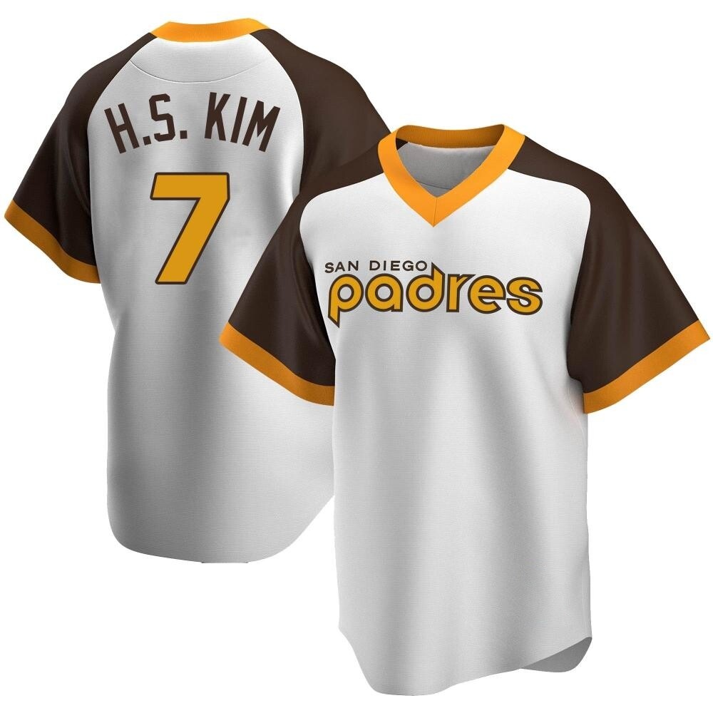 Replica Ha-Seong Kim Men's San Diego Padres White Home Cooperstown Collection Jersey Replica Ha-Seong Kim Men's San Diego Padres White Home Cooperstown Collection Jersey