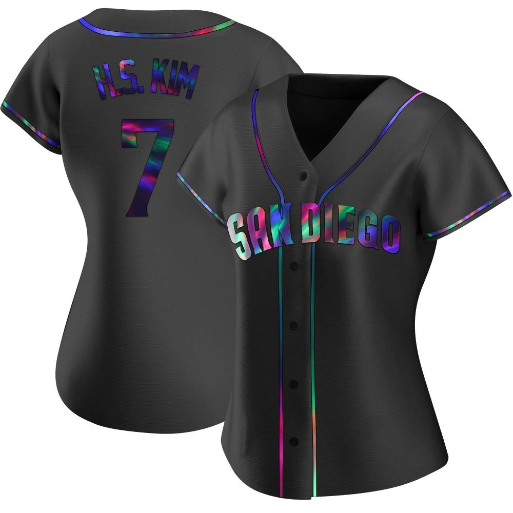 Replica Ha-Seong Kim Women's San Diego Padres Black Holographic Alternate Jersey