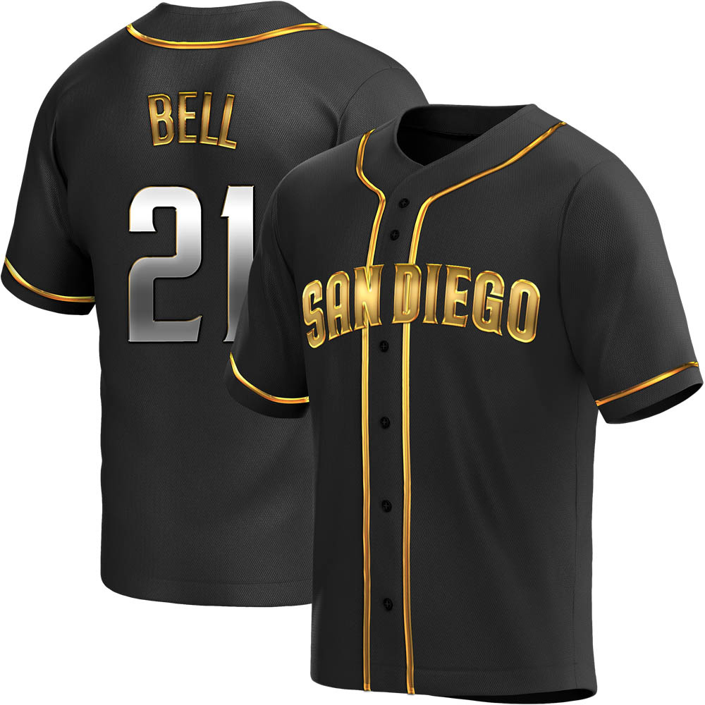 Replica Heath Bell Men's San Diego Padres Black Golden Alternate Jersey Replica Heath Bell Men's San Diego Padres Black Golden Alternate Jersey