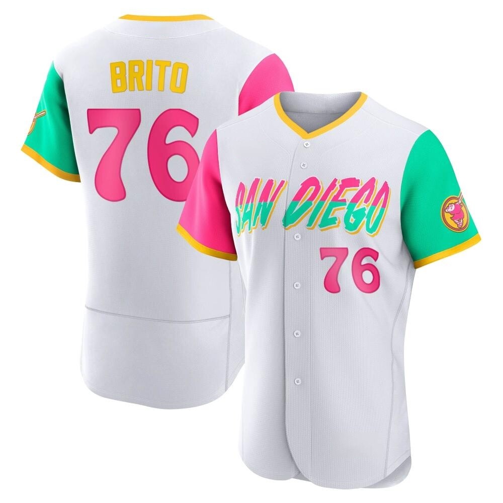 Authentic Jhony Brito Men's San Diego Padres White 2022 City Connect Jersey Authentic Jhony Brito Men's San Diego Padres White 2022 City Connect Jersey