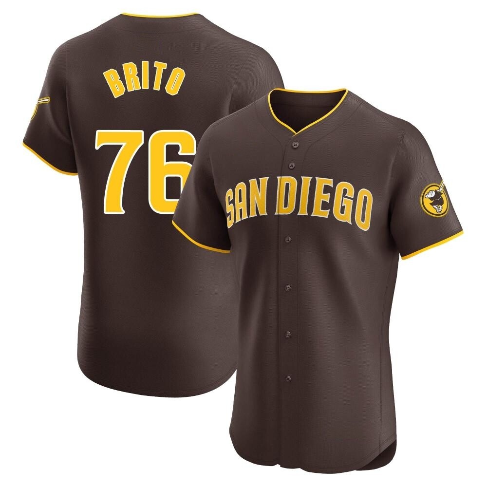 Elite Jhony Brito Men's San Diego Padres Brown Road Vapor Premier Jersey