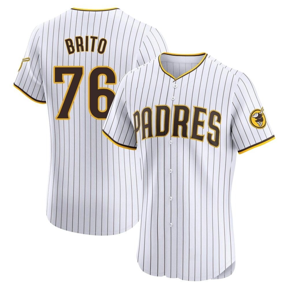 Elite Jhony Brito Men's San Diego Padres White Home Jersey Elite Jhony Brito Men's San Diego Padres White Home Jersey