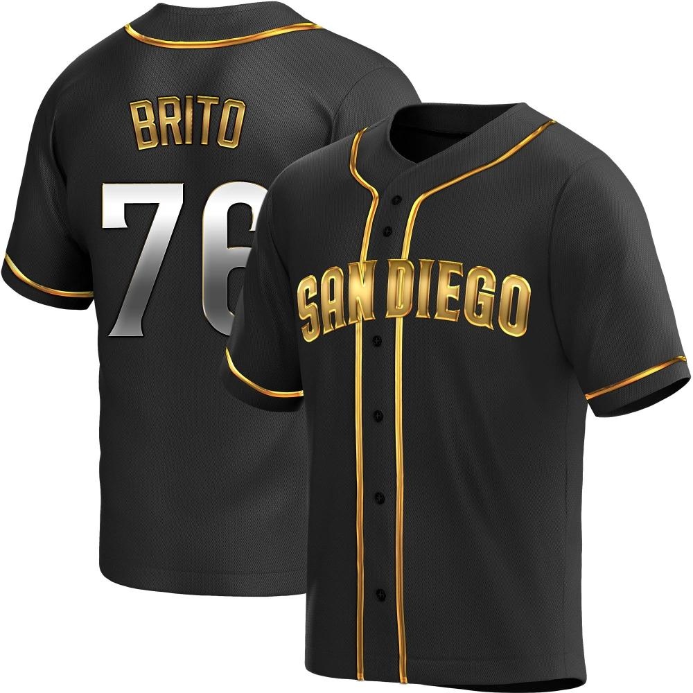 Replica Jhony Brito Men's San Diego Padres Black Golden Alternate Jersey Replica Jhony Brito Men's San Diego Padres Black Golden Alternate Jersey