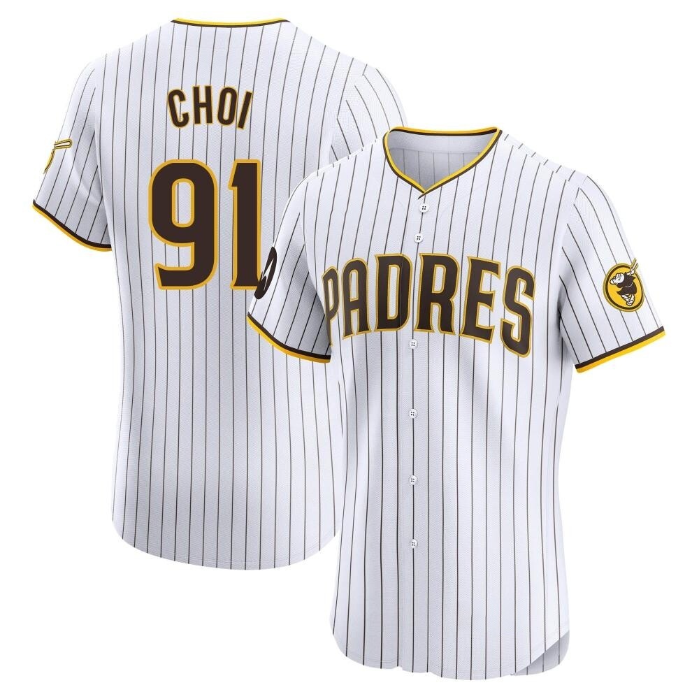 Elite Ji Man Choi Men's San Diego Padres White Home Patch Jersey Elite Ji Man Choi Men's San Diego Padres White Home Patch Jersey