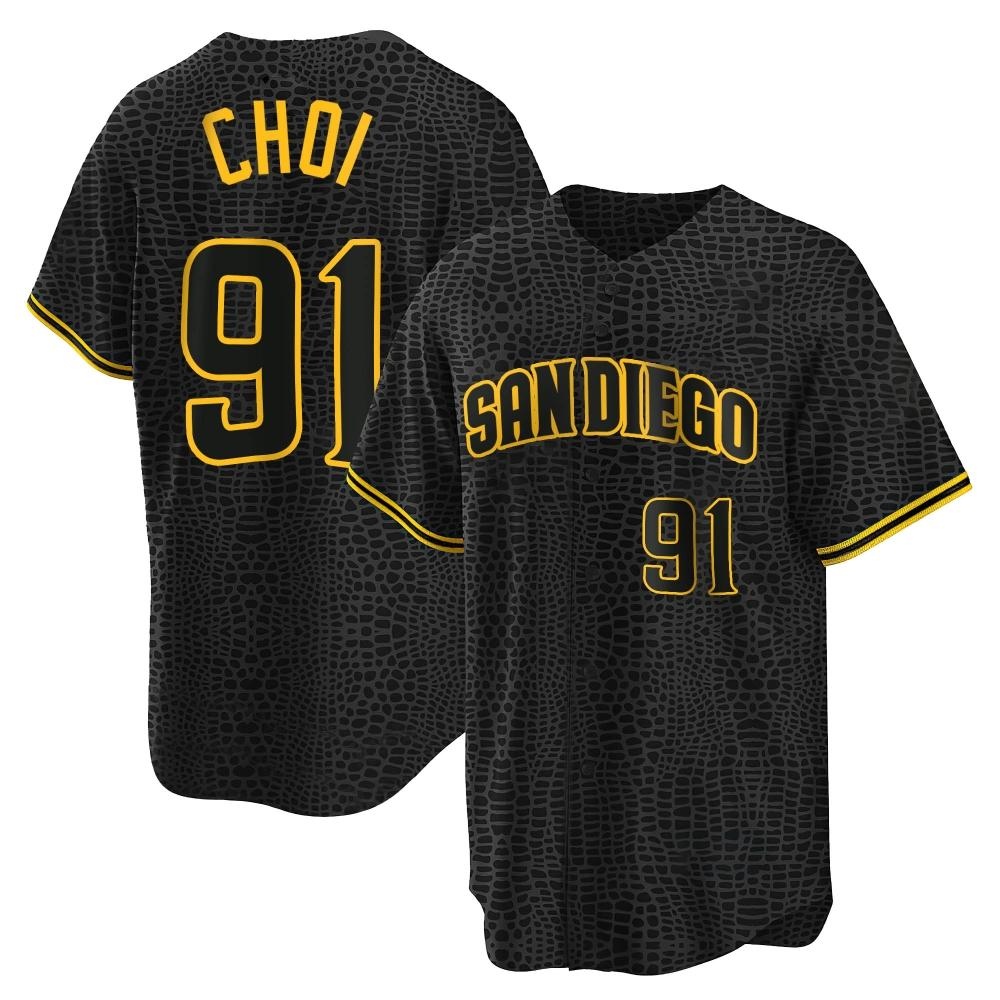 Replica Ji Man Choi Men's San Diego Padres Black Snake Skin City Jersey Replica Ji Man Choi Men's San Diego Padres Black Snake Skin City Jersey