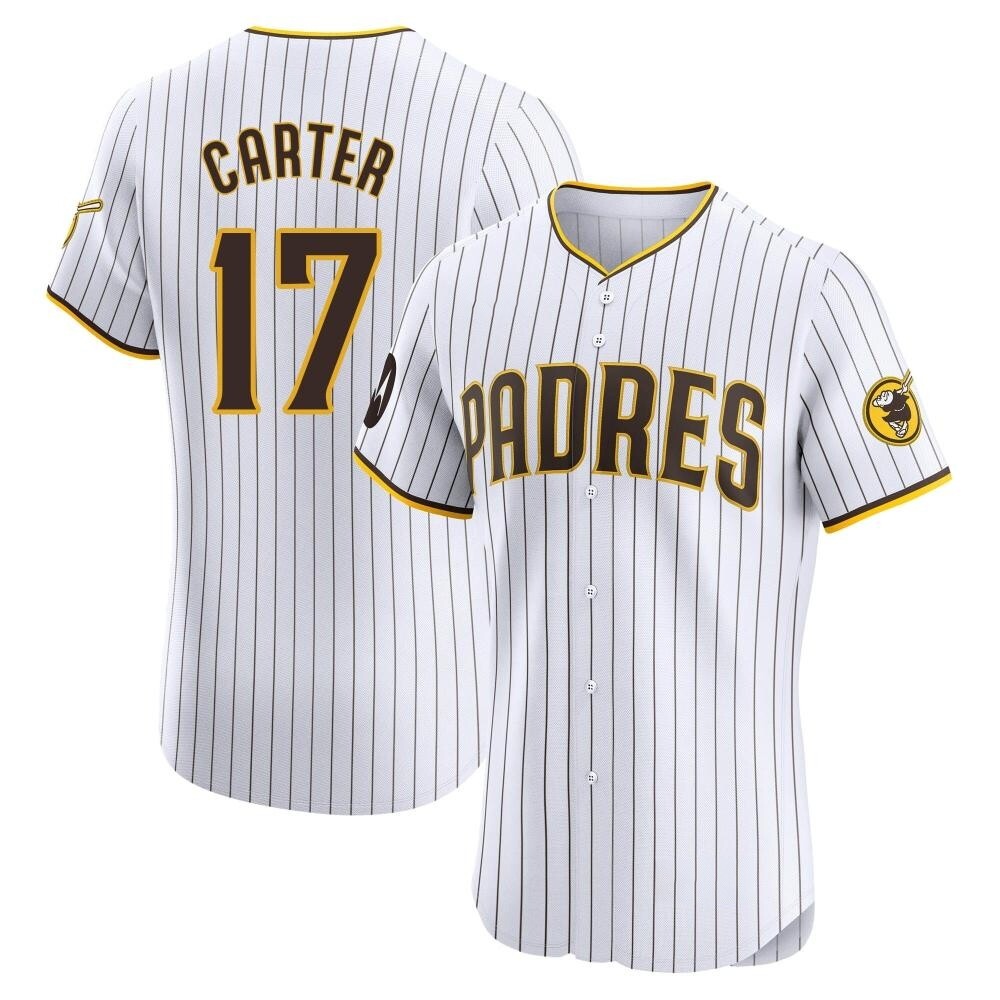 Elite Joe Carter Men's San Diego Padres White Home Patch Jersey Elite Joe Carter Men's San Diego Padres White Home Patch Jersey