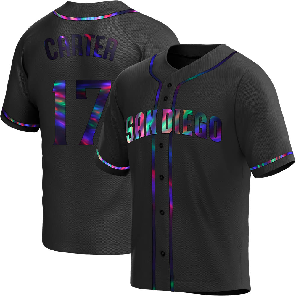 Replica Joe Carter Men's San Diego Padres Black Holographic Alternate Jersey Replica Joe Carter Men's San Diego Padres Black Holographic Alternate Jersey