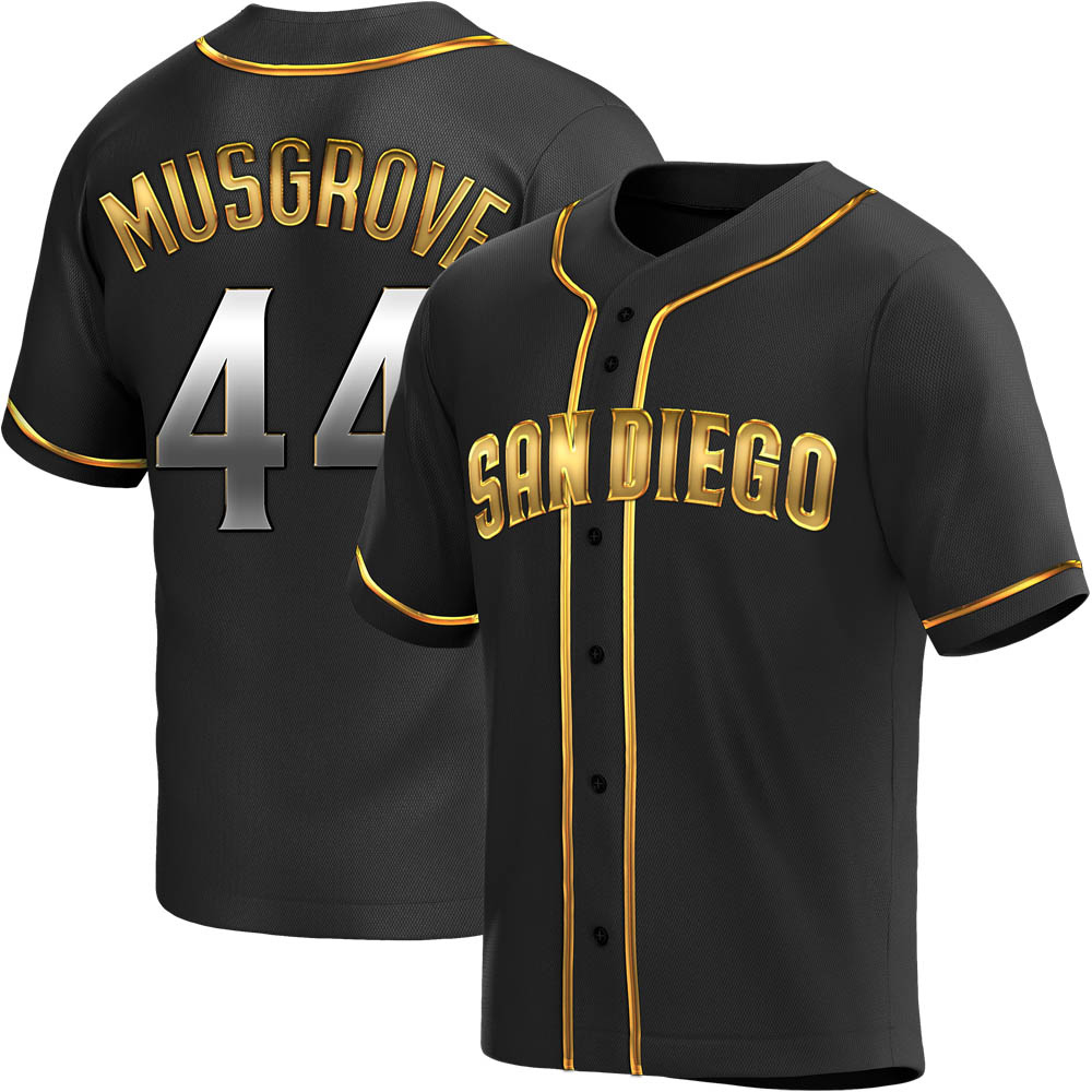 Replica Joe Musgrove Men's San Diego Padres Black Golden Alternate Jersey Replica Joe Musgrove Men's San Diego Padres Black Golden Alternate Jersey