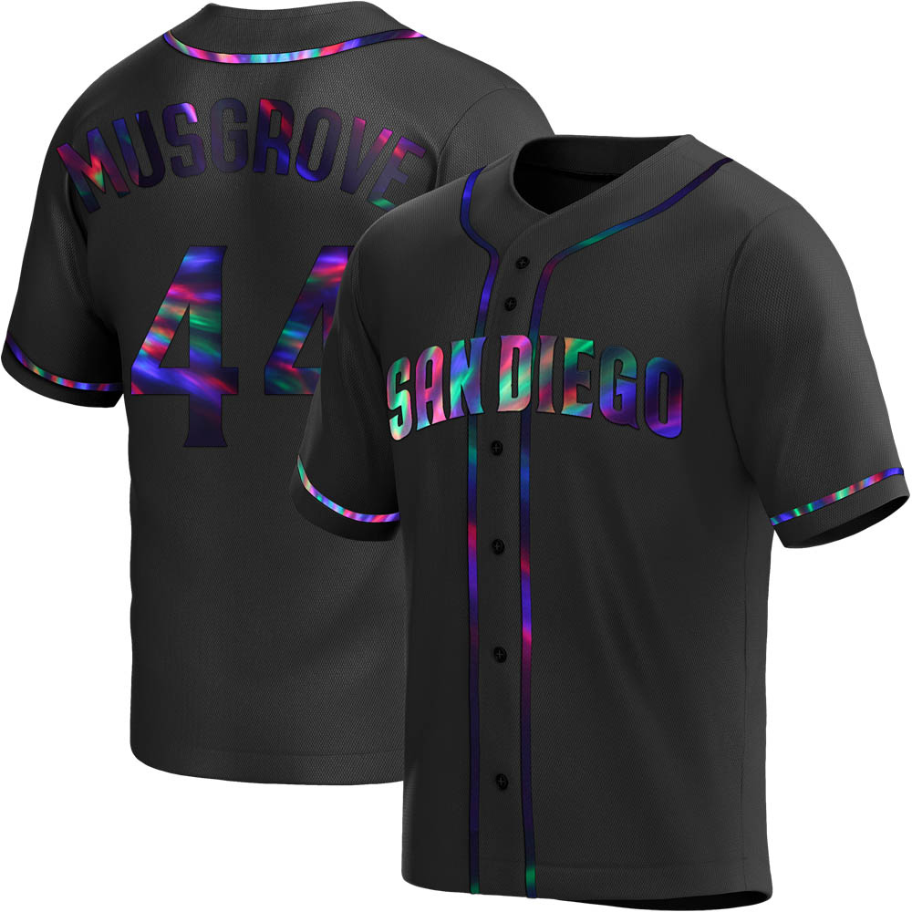 Replica Joe Musgrove Men's San Diego Padres Black Holographic Alternate Jersey Replica Joe Musgrove Men's San Diego Padres Black Holographic Alternate Jersey