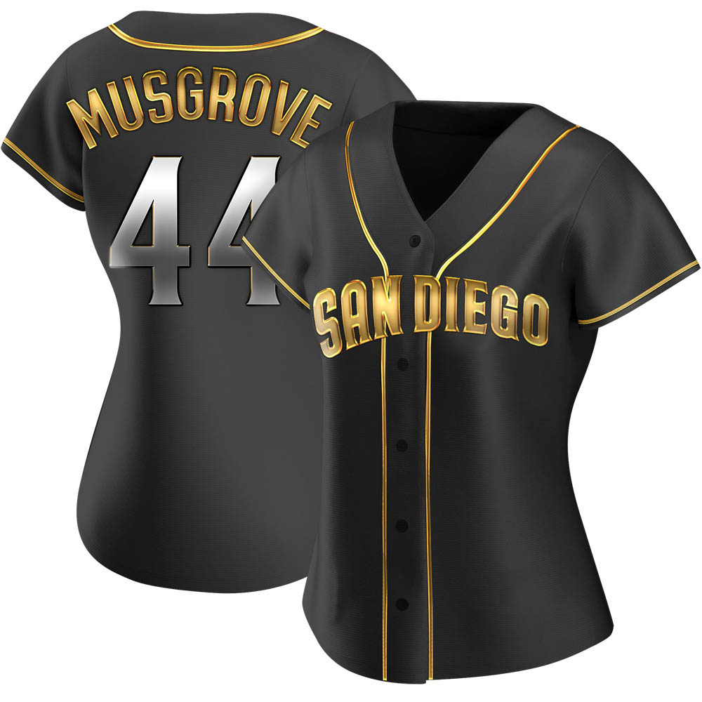 Replica Joe Musgrove Women's San Diego Padres Black Golden Alternate Jersey Replica Joe Musgrove Women's San Diego Padres Black Golden Alternate Jersey