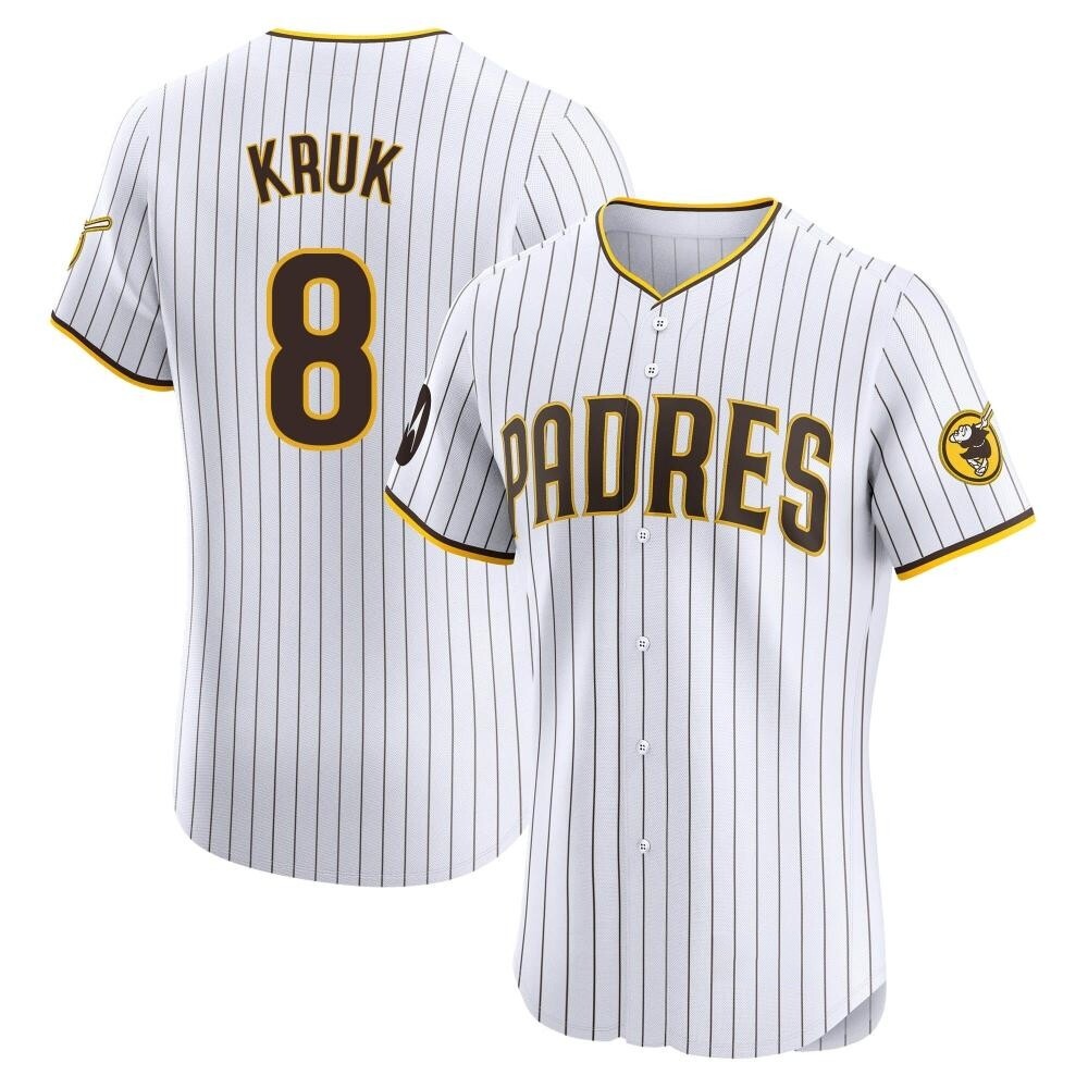 Elite John Kruk Men's San Diego Padres White Home Patch Jersey Elite John Kruk Men's San Diego Padres White Home Patch Jersey