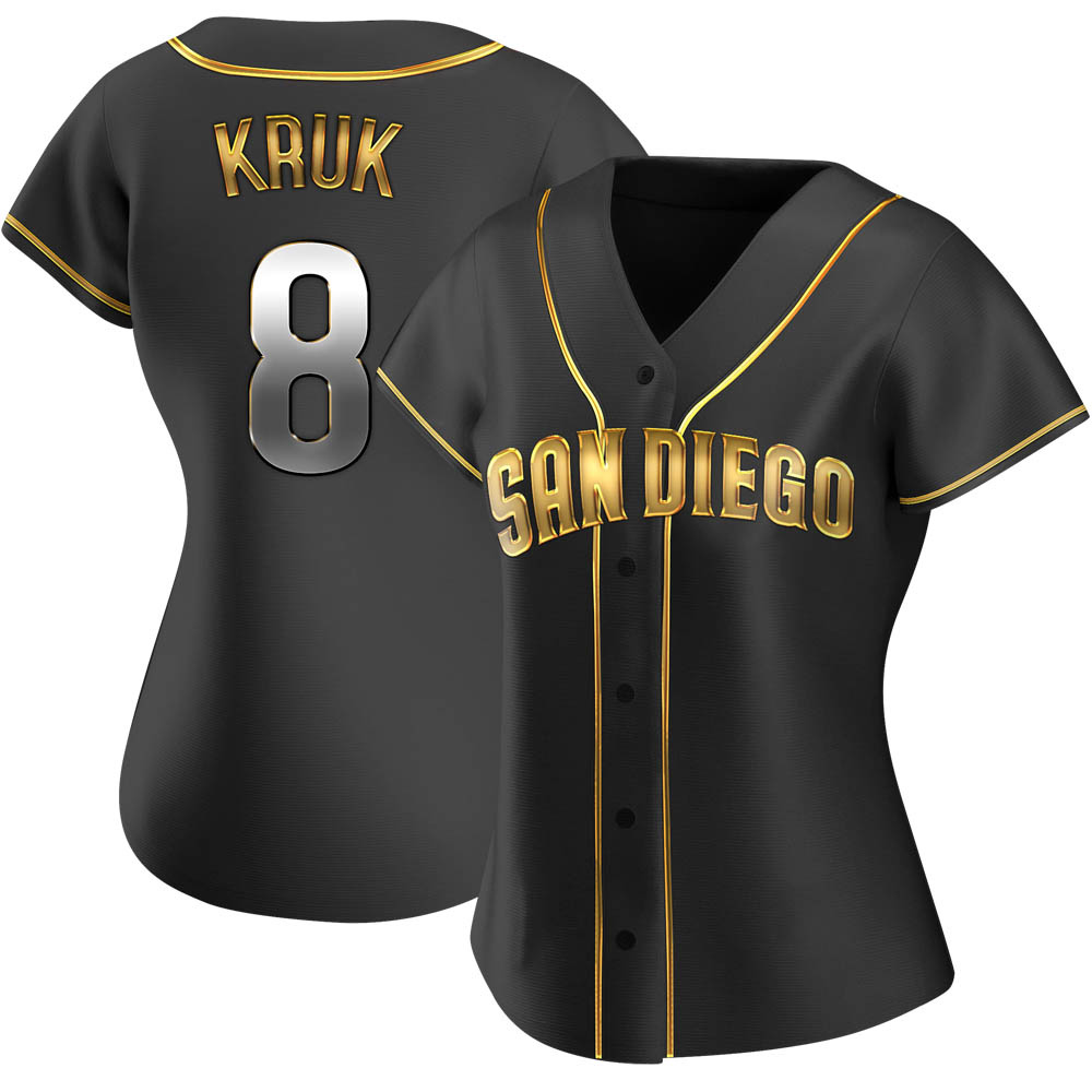 Replica John Kruk Women's San Diego Padres Black Golden Alternate Jersey Replica John Kruk Women's San Diego Padres Black Golden Alternate Jersey