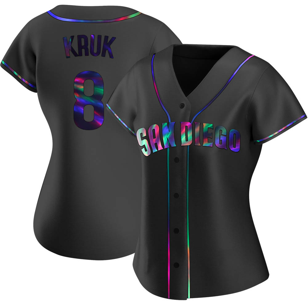 Replica John Kruk Women's San Diego Padres Black Holographic Alternate Jersey