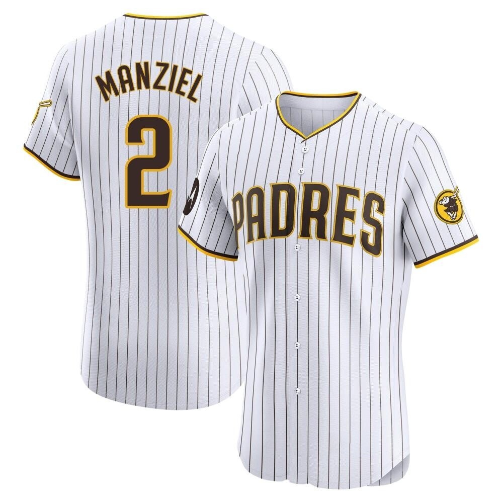 Elite Johnny Manziel Men's San Diego Padres White Home Patch Jersey Elite Johnny Manziel Men's San Diego Padres White Home Patch Jersey