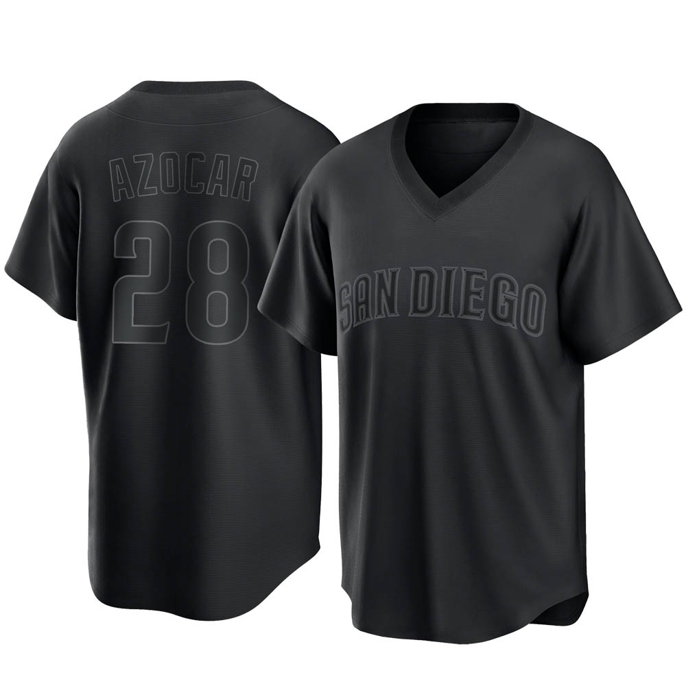 Replica Jose Azocar Men's San Diego Padres Black Pitch Fashion Jersey Replica Jose Azocar Men's San Diego Padres Black Pitch Fashion Jersey
