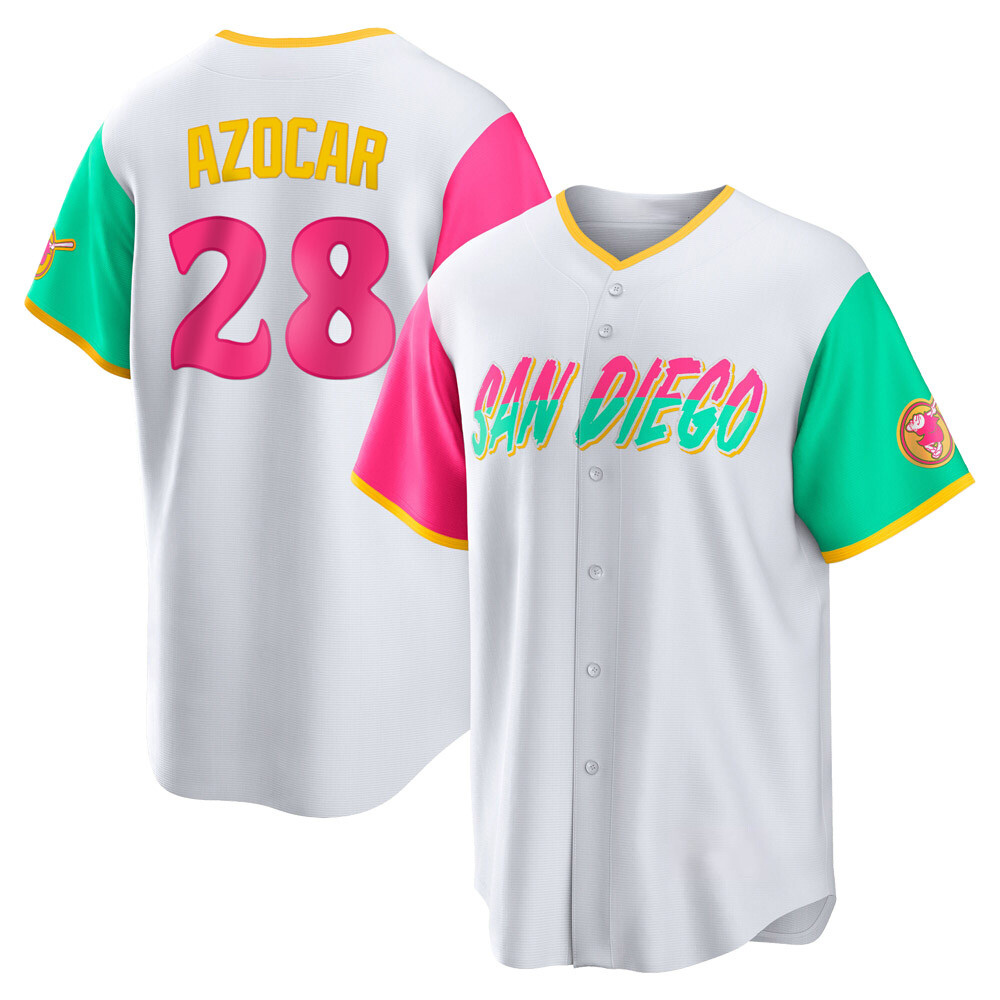 Replica Jose Azocar Men's San Diego Padres White 2022 City Connect Jersey Replica Jose Azocar Men's San Diego Padres White 2022 City Connect Jersey