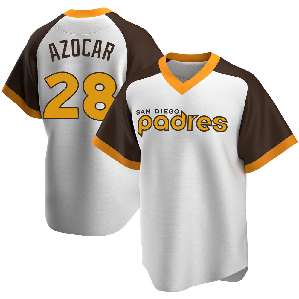 Replica Jose Azocar Men's San Diego Padres White Home Cooperstown Collection Jersey Replica Jose Azocar Men's San Diego Padres White Home Cooperstown Collection Jersey