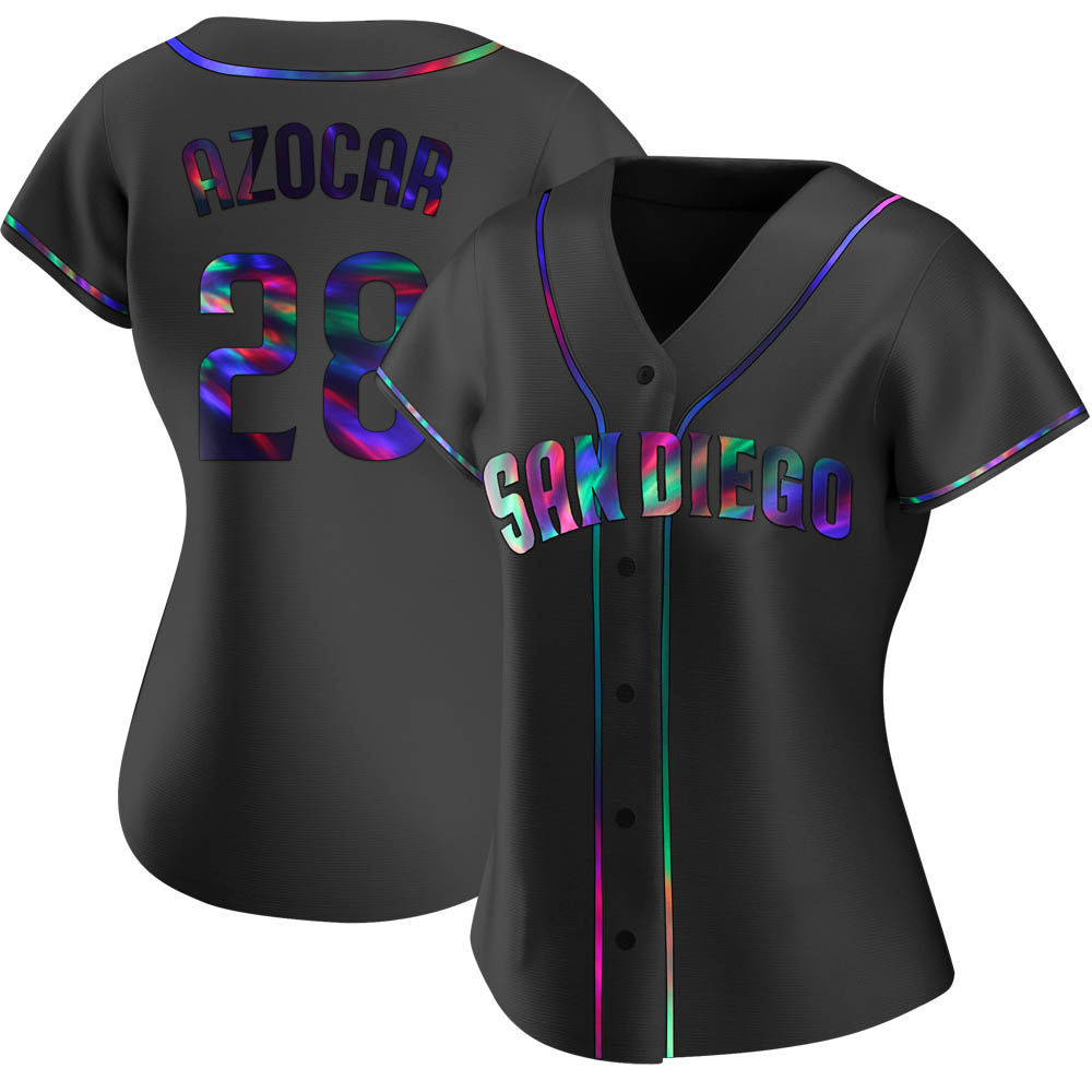 Replica Jose Azocar Women's San Diego Padres Black Holographic Alternate Jersey Replica Jose Azocar Women's San Diego Padres Black Holographic Alternate Jersey