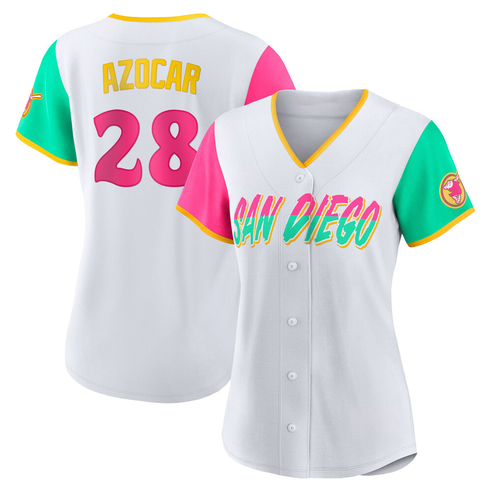 Replica Jose Azocar Women's San Diego Padres White 2022 City Connect Jersey Replica Jose Azocar Women's San Diego Padres White 2022 City Connect Jersey