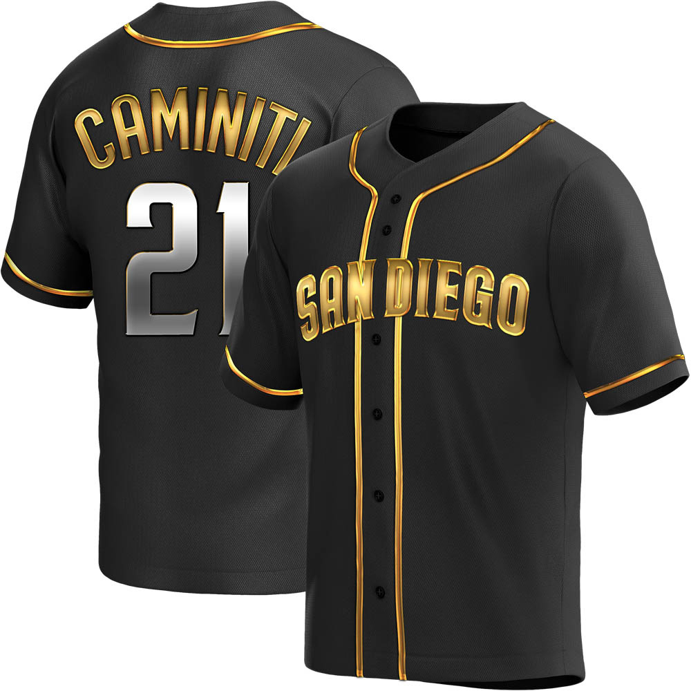 Replica Ken Caminiti Men's San Diego Padres Black Golden Alternate Jersey Replica Ken Caminiti Men's San Diego Padres Black Golden Alternate Jersey