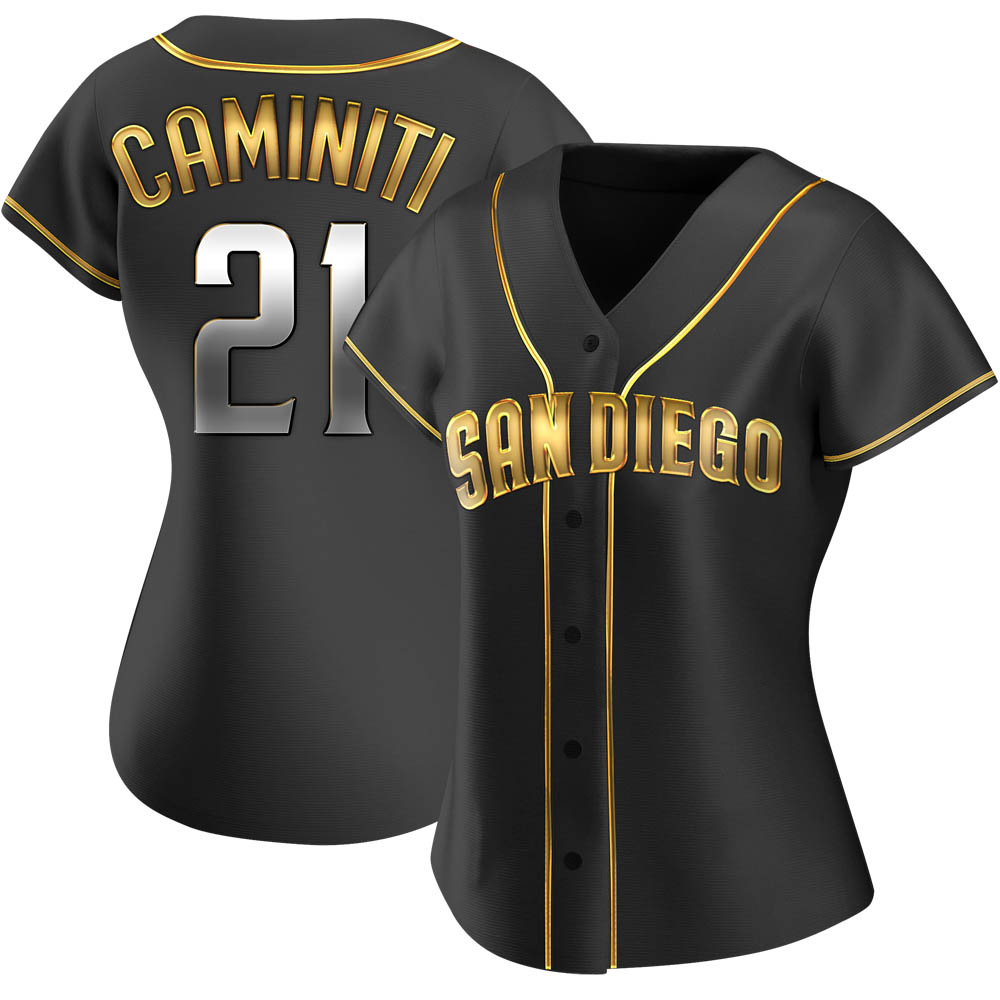 Replica Ken Caminiti Women's San Diego Padres Black Golden Alternate Jersey Replica Ken Caminiti Women's San Diego Padres Black Golden Alternate Jersey