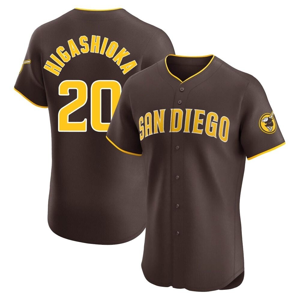 Elite Kyle Higashioka Men's San Diego Padres Brown Road Vapor Premier Jersey Elite Kyle Higashioka Men's San Diego Padres Brown Road Vapor Premier Jersey